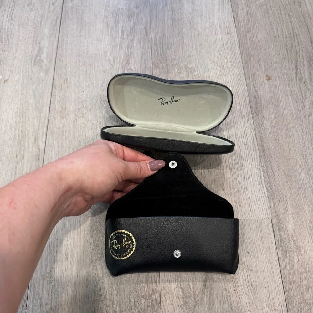 Ray-Ban Eyeglasses Sunglasses Case Black Hard Clamshell & Soft Authentic - Picture 3 of 3